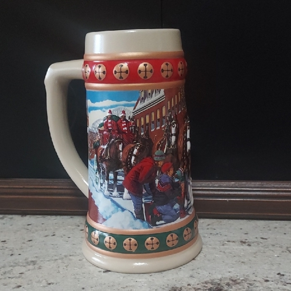 Vintage Collectible Budweiser Holiday Stein. Home For The Holidays Collection.